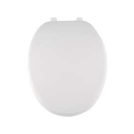 ProSource ES001-WH Toilet Seat, Elongated, PP, White, Plastic Hinge