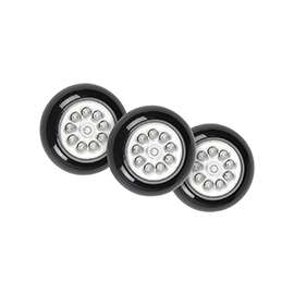 Fulcrum 30016-303 Tap Light, AAA Battery, 9-Lamp, LED Lamp, 40.5 Lumens, 5500 K Color Temp, Black, Bracket Mounting