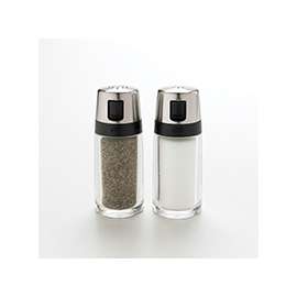 OXO 1234780 Salt/Pepper Shaker Set, 2 oz Capacity, Plastic/Stainless Steel, Clear