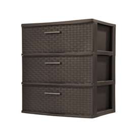 Sterilite 25306P01 Weave Drawer Tower, 3-Drawer, Plastic, Espresso, 21-7/8 in OAW, 24 in OAH, 15-7/8 in OAD