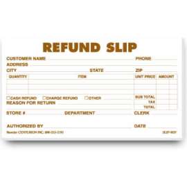 100PK Refund Slip