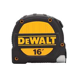 DeWALT DWHT33924 Tape Measure, 16 ft L x 1-1/4 in W Blade, Polyester Blade, Black/Yellow