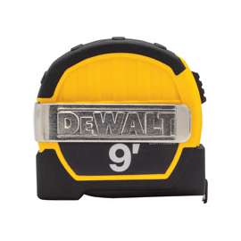 DeWALT DWHT33028 Magnetic Pocket Tape Measure, 9 ft L Blade, 1/2 in W Blade, Steel Blade, ABS Case, Black/Yellow Case