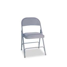 Steel Folding Chair with Two-Brace Support, Light Gray Seat/Light Gray Back, Light Gray Base, 4/Carton