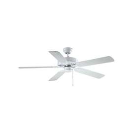 Boston Harbor Ceiling Fan, 5-Blade, White Housing, Bleached Oak/White Blade, 52 in Sweep, MDF Blade
