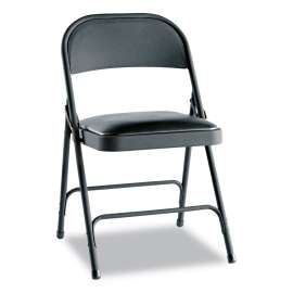 Steel Folding Chair with Two-Brace Support, Graphite Seat/Graphite Back, Graphite Base, 4/Carton