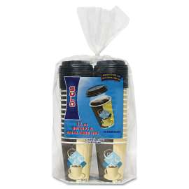 Duo Shield Paper Hot Cups/Lids Combo, 12oz, Tuscan Cafe, 52/Pack, 6 Packs/Carton