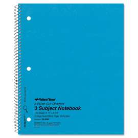 Three-Subject Wirebound Notebooks, 3 Subjects, Medium/College Rule, Blue Cover, 11 x 8.88, 150 Pages