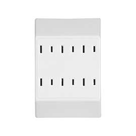 Eaton Wiring Devices C1746W Outlet Adapter, 2 -Pole, 15 A, 125 V, 6 -Outlet, NEMA: NEMA 1-15R, White