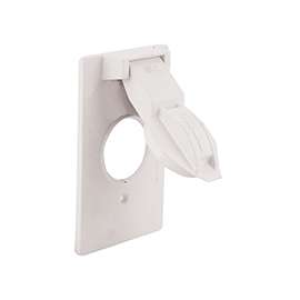 HUBBELL 5155-6 Cover, 1-13/32 in Dia, 4-9/16 in L, 2-13/16 in W, Metal, White, Powder-Coated