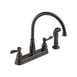 DELTA Windemere Series 21996LF-OB Kitchen Faucet, 1.8 gpm, 2-Faucet Handle, Plastic, Oil Rubbed Bronze, Deck Mounting