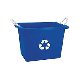 United Solutions TU0105 Recycling Bin, 19 gal Capacity, Rope Handle, Plastic, Blue