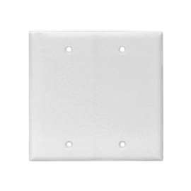 Eaton Cooper Wiring PJ23W Wallplate, 8 in L, 1/4 in W, 2 -Gang, Polycarbonate, White, High-Gloss, Box Mounting