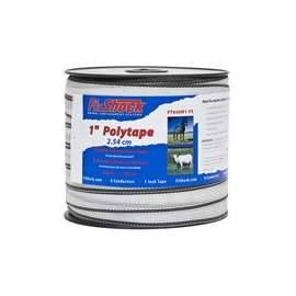 Zareba Fi-Shock PT656W1-FS Polytape, 656 ft L, 1 in W, 8-Strand, Stainless Steel Conductor, White