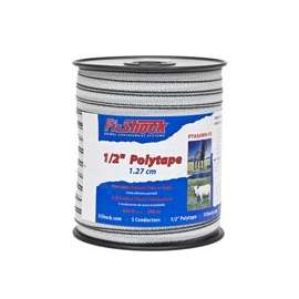 Zareba Fi-Shock PT656WH-FS Polytape, 150 lb Breaking Load, 656 ft L, 1/2 in W, White