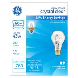 GE2PK 43W CLR Halo Bulb