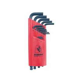 Balldriver L-Wrench Key Sets, 15 per holder, Hex Ball Tip, Metric