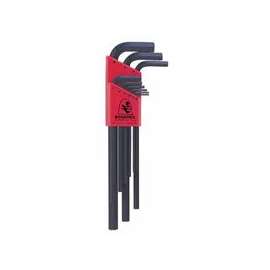 Hex L-Wrench Key Sets, 9 per holder, Hex Tip, Metric