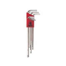 Balldriver L-Wrench Key Sets, 9 per holder, Hex Ball Tip, Metric, Chrome