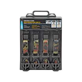 ProSource FH64068 Tie-Down, 1 in W, 10 ft L, Polyester Webbing, Metal Buckle, Camouflage, 400 lb, S-Hook End Fitting