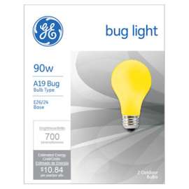 GE 2PK 90W YEL Bug Bulb