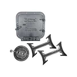 US STOVE BK100E/BSK1000 Barrel Stove Kit, Iron, For: 30 or 55 gal Barrel Drums, 2-Piece