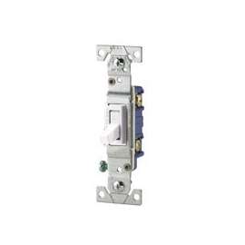 Eaton Wiring Devices C1301-7LTW Toggle Switch, 15 A, 120 V, Polycarbonate Housing Material, White
