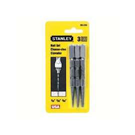 STANLEY 58-230 Nail Set, 3-Piece, Steel, Black Oxide