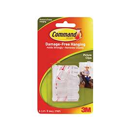 Command 17210 Picture Clip, 1 lb Weight Capacity, Adhesive Strip Mounting, Plastic