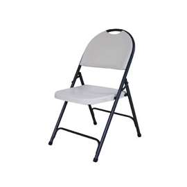 Simple Spaces CHR-001P Folding Chair, 17-3/4 in OAW, 21-3/4 in OAD, Steel Frame, White/Hammertoe Gray Frame