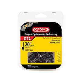 Oregon D72 Chainsaw Chain, 20 in L Bar, 0.05 Gauge, 3/8 in TPI/Pitch, 72-Link