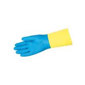 Chem-Tech Neoprene Over Latex Gloves, Blue/Yellow, Large