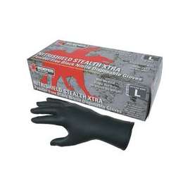 Nitrile Disposable Gloves, NitriShield Stealth Xtra, Rolled Cuff, Unlined, Large, Black, 6 mil Thick