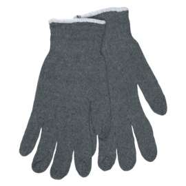 Multipurpose String Knit Gloves, Large, Knit Wrist, Regular Weight, Gray
