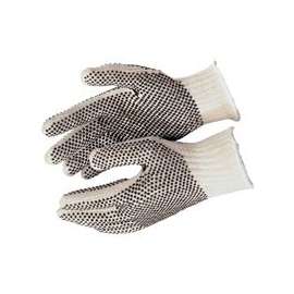 PVC Dot String Knit Gloves, X-Small, Natural, 2-Sided Dots