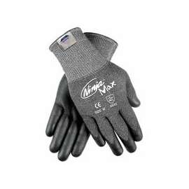 Ninja Max Bi-Polymer Coated Palm Gloves, Large, Salt and Pepper/White
