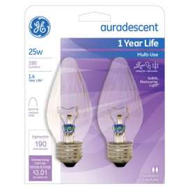 GE 2PK 25W Aurades Bulb