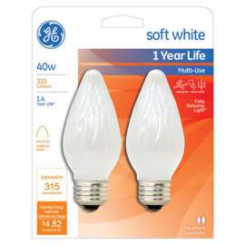 GE2PK 40W WHT Flam Bulb