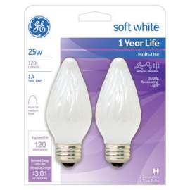 GE2PK 25W WHT Flam Bulb