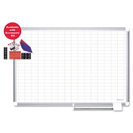Platinum Plus Magnetic Porcelain Dry Erase Board, 1 x 2 Grid, 48 x 36, Silver