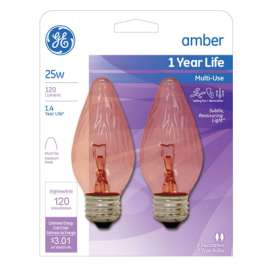 GE 2PK 25W Amb Bulb