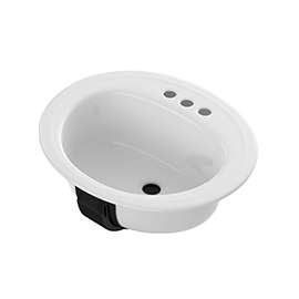 BOOTZ Azalea 021-2445-00 Lavatory Sink, Oval Basin, 3-Deck Hole, 20 in W, 17 in H, 7-13/16 in D, Steel, White