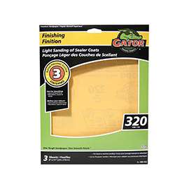 Gator 7267-012 Sanding Sheet, 11 in L, 9 in W, 320 Grit, Aluminum Oxide Abrasive
