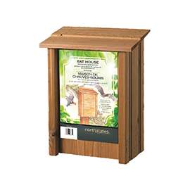 North States 1641 Bat House, 9 in W, 5-1/4 in D, 12 in H, Cedar Wood, Post, Fence Mounting
