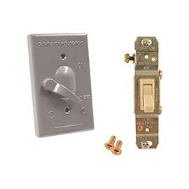 HUBBELL 5121-5 Toggle Cover, 4-39/64 in L, 2-53/64 in W, Metal, Gray, Powder-Coated