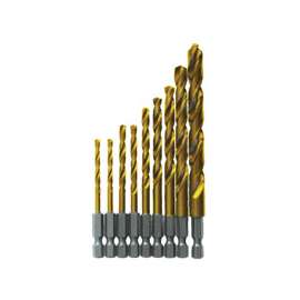 Bosch TI9IM Drill Bit Set, Steel, Titanium Nitrate, 9-Piece, For High Torque Impact Drill or Drivers
