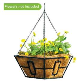 14" BLK SQ Hang Basket