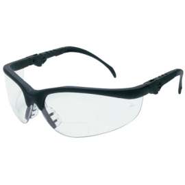 Klondike® KD3 Series Bifocal Reader Safety Glasses, Clear Lens, Black Frame, 2.5 Diopter