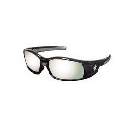 Swagger Safety Glasses, Silver Mirror Lens, Duramass Hard Coat, Black Frame
