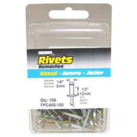 100PK 1/8"D STL Rivet